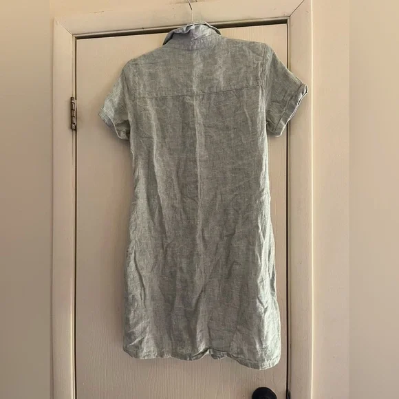 Tahari 100% Linen Preppy Tennis Minimalist Edwardian Button Front 90s Mini Dress - Picture 6 of 9